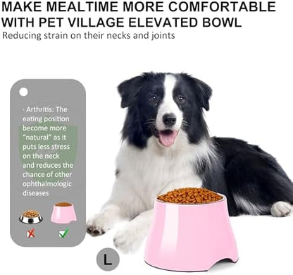 Dog Bowls,Cone Friendly Non Slip Single Dog Bowl with Stainless Steel Inner, Raised Bowls for Small and Medium Dogs Spaniel Dogs Long Ear, High Capacity, L/3 Cups Pink - Image 3
