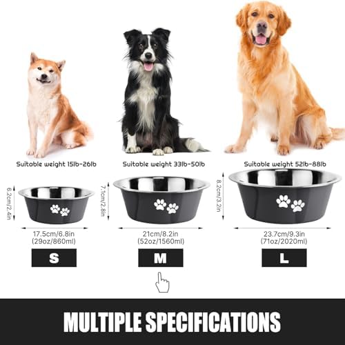Stainless Steel Dog Bowls, Nonslip Rubber Bottom No Spill Proof Skid Metal Insulated Dog Bowls for Large Medium Small Breed Dogs (Grey, 6.6 Cups/53 OZ) - Image 6