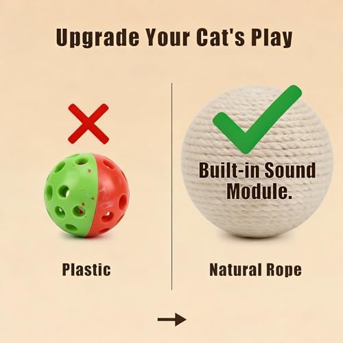 4-Inch Sisal Cat Toy Balls, Cat Toys for Indoor Cats, With Crinkle Sound - Image 3