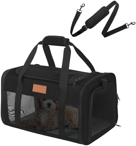 Pet Carrier Airline Approved for Pets Up to 10 Lb, 17x11x9.5 in by FoxFocus