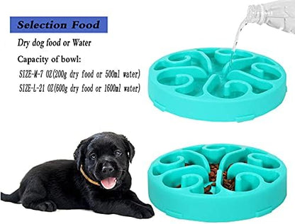 Dog Bowl Slow Pet Feeders Non Skid Bowl Dog Water Bowl Dry Food Bowl Slow Feeder Fun Slow Eating Bowl for Small Dog Large Dog Medium (Light Blue, L)