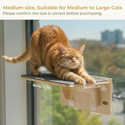Pecute 2-in-1 Cat Window Perch & Wall Shelves, Cat Hammock Window 16"x10" - Image 3