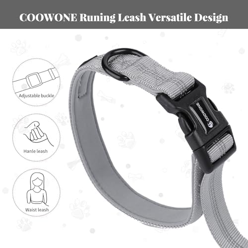 Heavy Duty Multifunctional Hands Free Dog Leash - Adjustable, Reflective Stitches, Car Safety Buckle, Waist Leash for Dog Walking, Running, Hiking - 5-7FT - Image 3