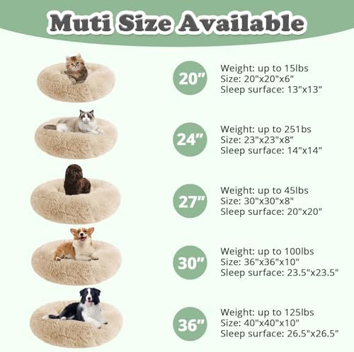 JOLLYVOGUE Dog & Cat Bed, Calming Anti-Anxiety Pet Bed for Small Dogs, Fluffy Donut Cushion for Small and Medium Pets (20") - Image 5