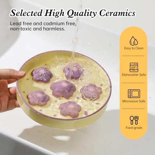 Ceramic Slow Feeder Cat Bowl, 6.3" Whisker Friendly Anti-Vomit, Purple - Image 5