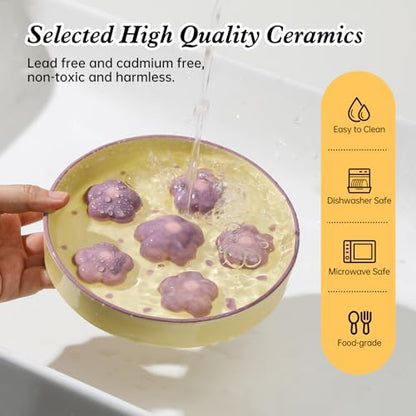 Ceramic Slow Feeder Cat Bowl, 6.3" Whisker Friendly Anti-Vomit, Purple - Image 5