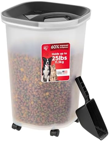 IRIS USA Dog Food Storage Container, Up to 25 lbs, Black, Made in USA by IRISUSA