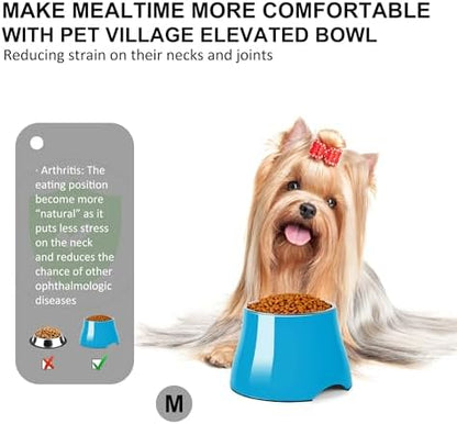 Dog Bowls,Cone Friendly Non Slip Single Dog Bowl with Stainless Steel Inner, Raised Bowls for Small Dogs Spaniel Dogs Long Ear, High Capacity, M/2 Cup Blue - Image 3