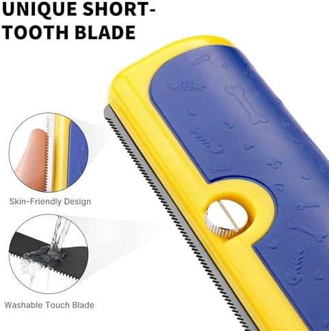 Dog Brush for Shedding, Short Hair, Blue and Yellow - Image 4