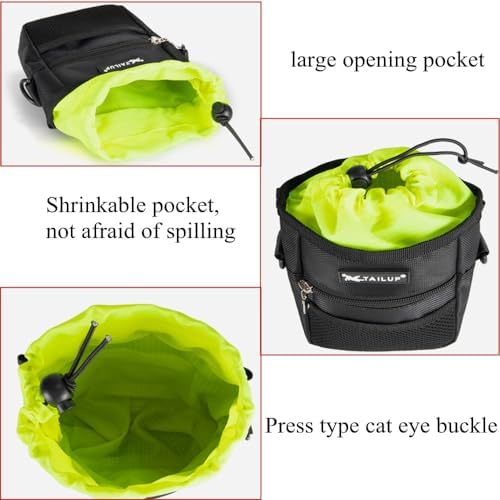 Dog Treat Pouch Pet Trainning Waist Bag Portable Food Snack Small Item Storage Holder Bag Hook Design Pet Training Reward Pouch Bait Sack Mini Puppy Snack Carrier Container Pockets (BLACK (STYLE A)) - Image 3