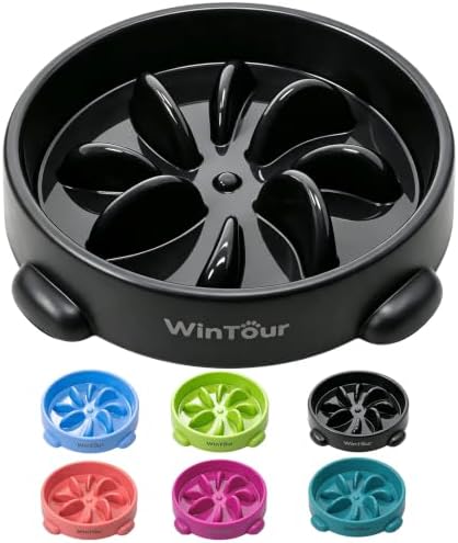 WinTour Slow Feeder Dog Bowls for Small Medium Pets, Round PP Dish, 1 Pack by WinTourDogToys