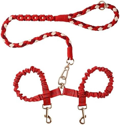Dual Dog Leash,Double Dog 360 Swivel No Tangle Walking Leash,Comfortable Shock Absorbing Reflective Bungee for Two Dogs（Red） by Panda+Jianghu