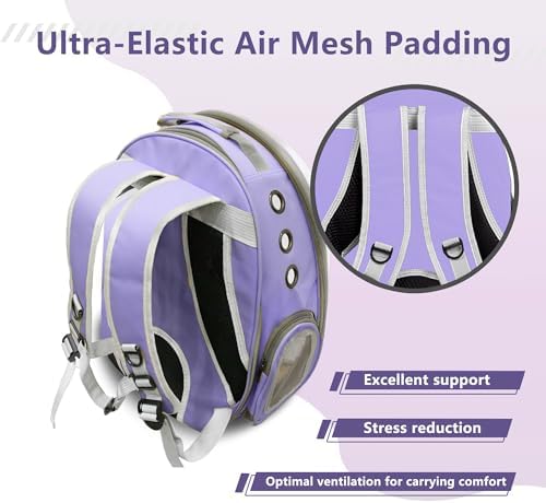 Expandable Cat Carrier Backpack with Bubble Window, Purple - Image 5
