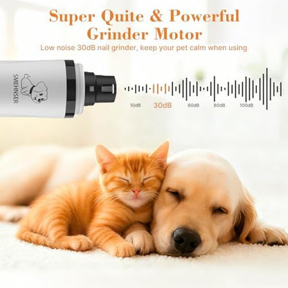 ahansi Dog Nail Grinder, 2026 Upgrade Quiet Dog Nail Grinder Cordless with LED Light & 3 Speeds, Quick USB Rechargeable Dog Nail Trimmer for Thick and Long Nails (1pc+2 Heads) - Image 2