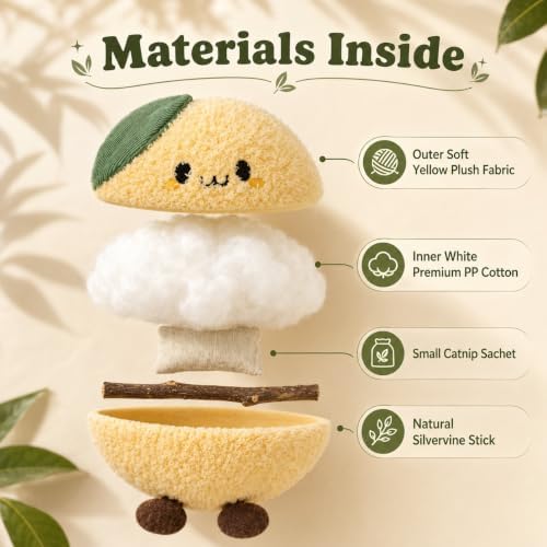 Durable and lnteractive Cat Teething Stick Toys: Chewing Stick, Grinding Teeth Rod, and chewable Cat Doll for Your Pet's Entertainment (Lemon Yellow) - Image 3