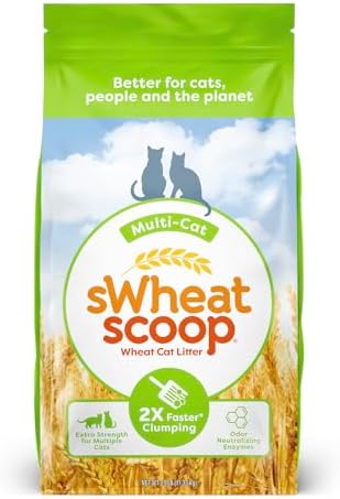 sWheat Scoop Natural Wheat Multi-Cat Litter, Superior Clumping with Odor Neutralizing Enzymes, 25 Pound Bag by sWheatScoop