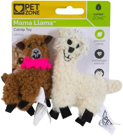 Pet Zone Mama Llama Soft Plush Catnip Filled Interactive Cat Toy, 2 Pack by Pet+Zone