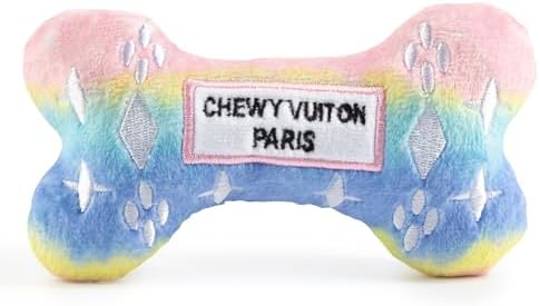 Haute Diggity Dog Chewy Vuiton Bone Plush Dog Toy, Designer Parody Toy by HauteDiggityDog