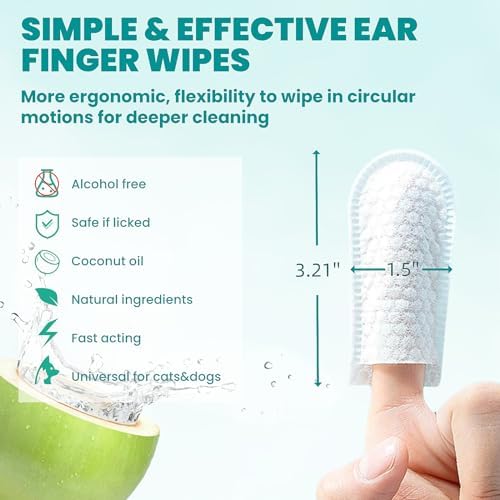 MEDUWEDU Ear Cleaner Finger Wipes 120 Counts, Dog Ear Cleaner, Grooming Kit Care for Dogs and Cats, Soft & Easy Otic Cleaning Pads, Remove Wax, Dirt & Stop Smelly, Itchy, Non-Irritating, Unscented - Image 5