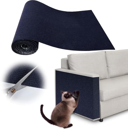 Cat Scratch Pads for Indoor Cats - 100" x 15.8" Trimmable Self-Adhesive Couch Corner Protectors for Cats, DIY Climbing Couch Protector for Scratch Post Cat Tree Shelves Wall (Dark Blue) by Inchoco