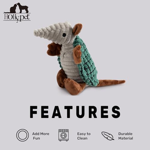 Hollypet Armadillo Squeaky Puppy Dog Toys for Small Medium Dogs, 8" - Image 6