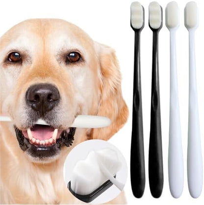 Dog Toothbrush Kit, Ultra Soft Pet Tooth Brush for Medium to Large Dogs & Cats 4 Pack, Balckwhite by MoonyMars