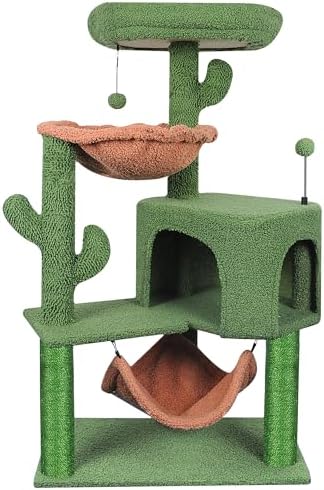 YUNIQUE Cat Tree with Cat Condo Scratch Post and Big Hammock, Green by YUNIQUE