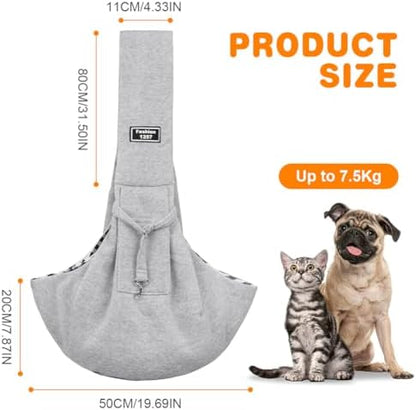 Dog Sling Carrier with Padded Strap, Reversible Pet Carrier for Cat Dogs, Hands Free Puppy Sling with Pocket, Dog Carriers for Small Dogs Cats, Cat Purse Bag Outdoor Travel Safety Harness - Image 2