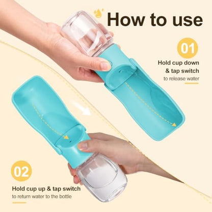 Foldable Dog Water Bottle, 12 oz Leak Proof Portable Dispenser (Green) - Image 3
