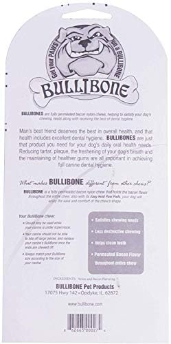 Bullibone Nylon Dog Chew Toy for Aggressive Chewers - Dental Hygiene Bone with Bacon Flavor, Durable Tough Chew Toys for Extra Large Dogs, Indestructible Dog Bone - Single - Image 2