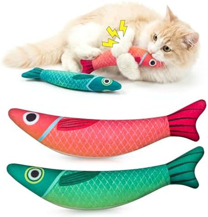 Cat Toys for Indoor Cats, Fish-Shaped Pillow, 2 Pack Red+Green by Home
