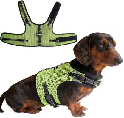 Mini Dachshund Harness – No Armpit Rub, Escape Proof, Reflective, No Pull Vest-Style Dachshunds Harness,Breathable Mesh Dog Harness (Fluorescent Green, S: Chest 32-41cm (12.5"-16")) by Unknown