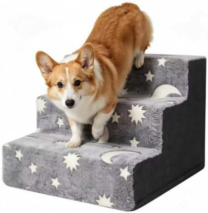 PAWISE Glow in the Dark Dog Stairs, 3-Step Non-Slip Plush Pet Steps - Image 2