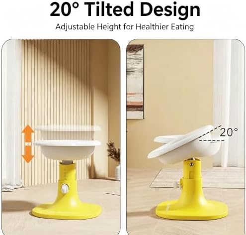 Elevated Pet Bowl with Stand, Flower Shape, Adjustable Height, Cat Dog Food Water Dis (Yellow Blue) - Image 7