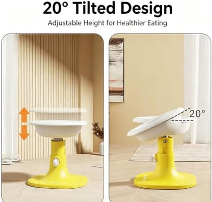 Elevated Pet Bowl with Stand, Flower Shape, Adjustable Height, Cat Dog Food Water Dis (Yellow Blue) - Image 7