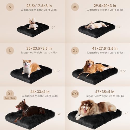 EHEYCIGA Fluffy Dog Crate Bed, Plush Extra Large Dog Pillow, Black - Image 3