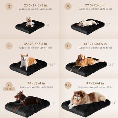 EHEYCIGA Fluffy Dog Crate Bed, Plush Extra Large Dog Pillow, Black - Image 3