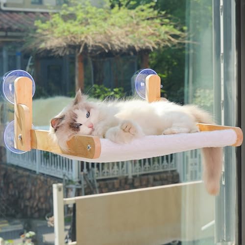 Cat Window Perch, Foldable Cat Hammock with Faux Rabbit Fur Cover by Aloxina