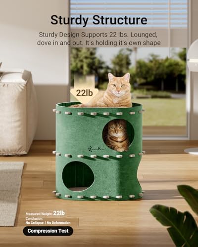DownyPaws Cat House for Indoor Cats, 2-Storey Cat Bed Cave, Forest - Image 5