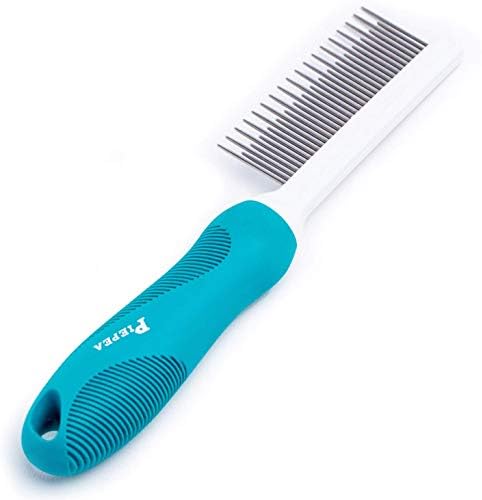 Pet Comb, Long & Short Stainless Steel Teeth Grooming Comb for Dogs & Cats by PIEPEA