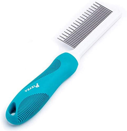 Pet Comb, Long & Short Stainless Steel Teeth Grooming Comb for Dogs & Cats by PIEPEA