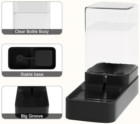 Automatic Cat Feeder and Water Dispenser in Set with Pet Food Bowl,Gravity Dog Waterer and Food Feeder for Small Medium Dog Cat Puppy Kitten Large Capacity(3.3L,Black) - Image 5