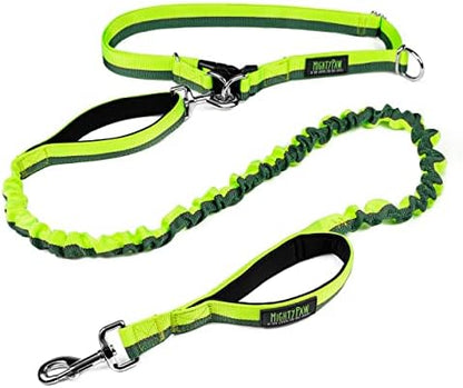 Mighty Paw Hands Free Dog Leash | Bungee Waist Leash for Dog Walking. Pet Running Hands Free Tether for Large, Medium & Small Breeds. Pet Waist Belt (36" - 48") Up to 150 lbs - Green by MightyPaw