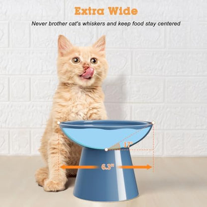 LoeJan Ceramic Cat Bowls, Elevated Cat Food and Water Bowls Set, Extra Wide and Raised Ceramic Bowls, Anti-Vomit Whisker-Free Pressure Cat Feeder for Kittens to Adult Cats - Image 5