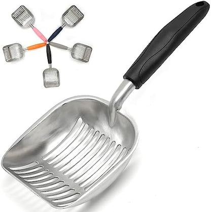 Cat Litter Scoop, Kitty Metal Scooper, Aluminum Alloy Sifter, Kitten Pooper Lifter, Deep Shovel, Long Handle, Poop Sifting, Durable, Heavy Duty, for Litter Box by Frxat