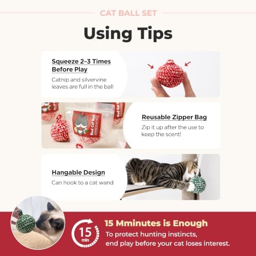 JAYU PET Red Cat Ball, Red & Green Set, 2.7 inch - Image 7