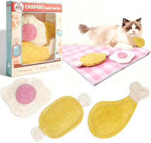 3-Pack Catnip Chew Toys, Natural Loofah Cat Scratch & Teething Toys for Bored Indoor Cats, Interactive Food Shape Treat Toy for Dental Health, Cat Toys with Catnip for Kitty Toys by Unknown