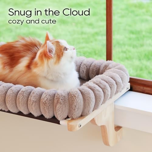 Zakkart SnugCloud Cat Perch for Windowsill (Natural Wood/Brown, L) - Image 2