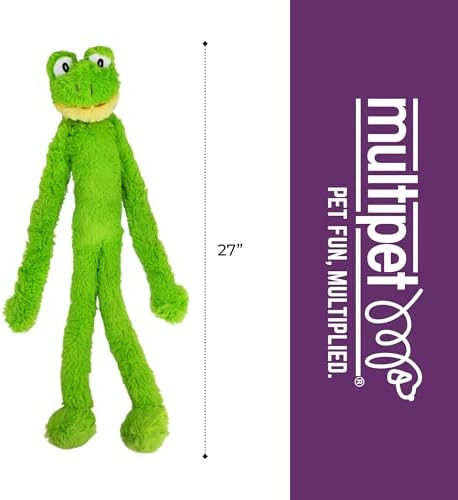 Multipet Swingin' Slevin Frog Dog Plush Toy - Squeaky Toys for All Dogs - Extra Soft Plush - Stuffed Animal for Cuddling & Playing - Cute Dog Pet Toy (27”, Green, 5 Squeakers) - Image 4