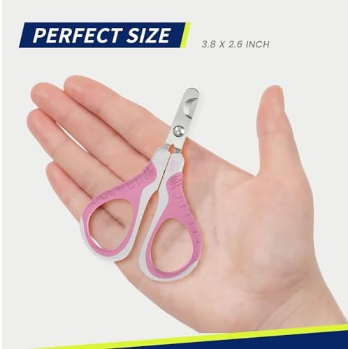 WePet Pet Nail Clippers U07.1, Professional Claw Trimmer, Bended Scissor Special for Cats, Kittens, Dogs, Puppies, Small Animals, White/Thulian Pink - Image 2